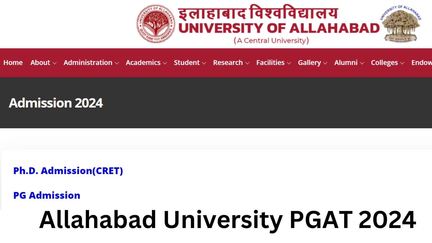 Allahabad University PGAT 2024