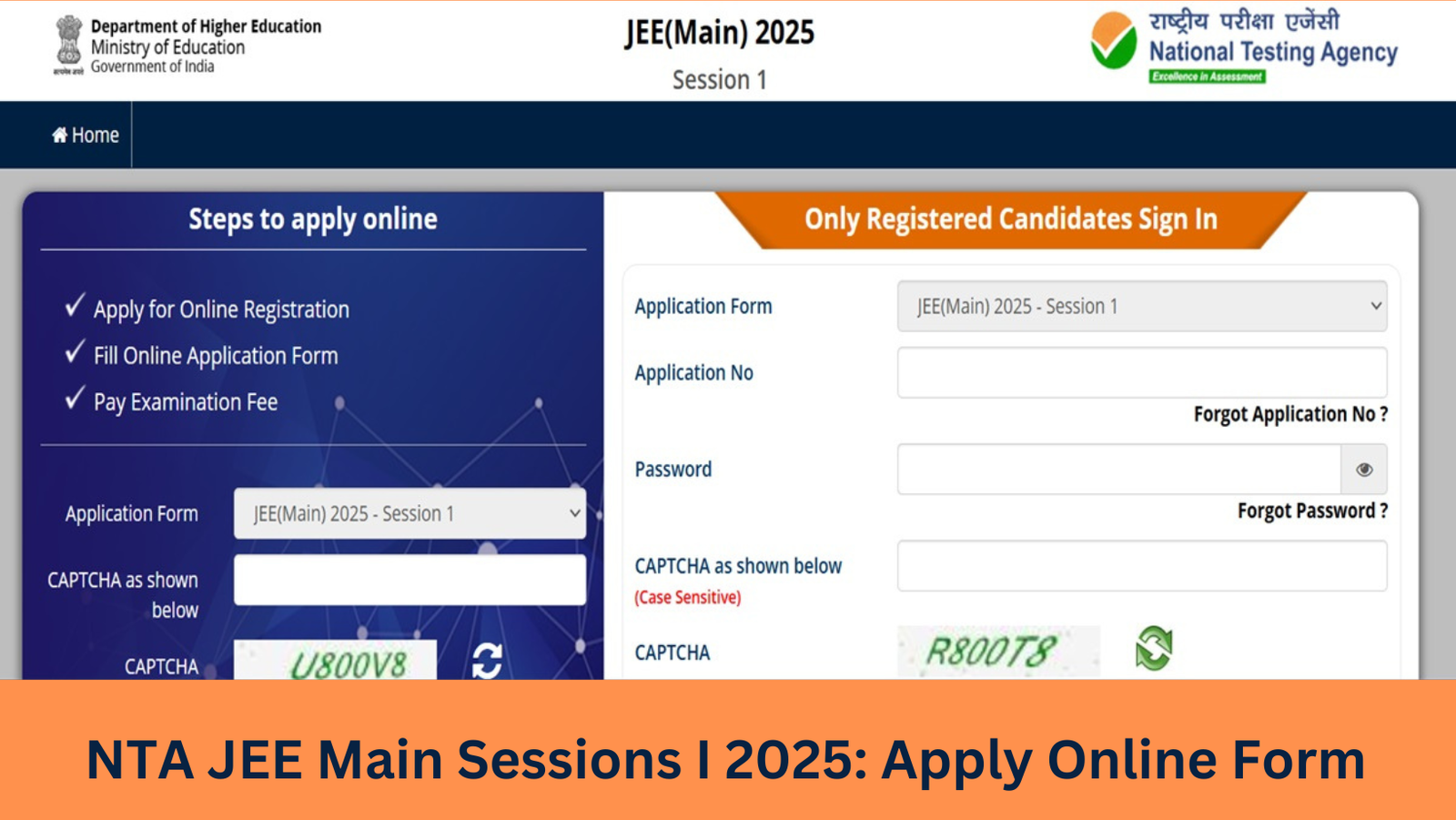 NTA JEE Main Sessions I 2025: Apply Online Form